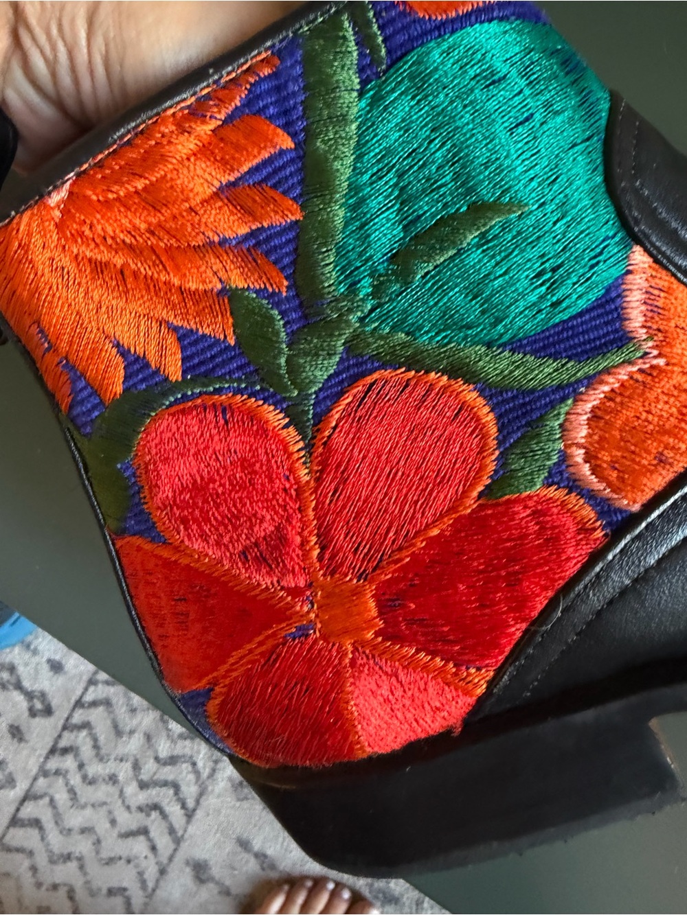 Handmade leather Guatemala Teysha Floral Embroidered Ankle Boots 38 - Picture 8 of 11